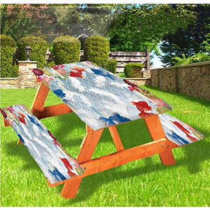 Tovaglia da tavolo e panchina da picnic, tradizionale giapponese, con bordo elastico, 60 x 72 cm, set da 3 pezzi, per campeggio, cene, all'aperto, parco, patio