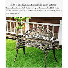 Panca da Giardino In Metallo Panca da Giardino,Panchina Con Struttura In Alluminio Pressofuso E Schienale Sedile Doppio Per Esterno Con Fiore di Rosa，Panca Decorativa Per Prato / Portico