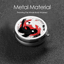 Scatola rotonda per medicina portatile, mini portapillole in metallo, dispenser per pillole tascabili, borsa da viaggio, regalo Koi Fish Yin Yang