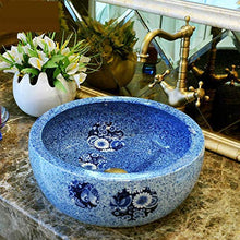 Jgophu Lavabo rotondo in ceramica per bagno lavabo lavabo lavabo in porcellana blu lavabo farfalla
