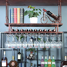 lanying Scaffale per Vino Galleggiante e portabottigl,Portabottiglie portabicchieri a 2 Strati, portabicchieri Appeso a Barra, Ornamenti per Vino per la casa-Bronzo_80*30cm
