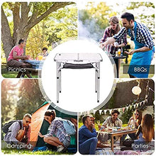 CASTOR Tavolo da Picnic all'aperto Tavolo da Campeggio Pieghevole Portable Altezza Regolabile Altezza Picnic Leggero in Alluminio per Picnic, Spiaggia, Barbecue all'aperto, al Coperto BBQ Party Table