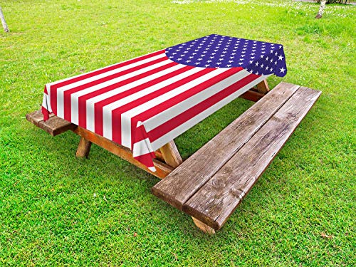ABAKUHAUS Giorno della Memoria Tovaglia da Esterno, Patriottismo Americano, Tovaglia da Picnic Lavabile Decorativa, 145 cm x 305 cm, Scuro Lavanda Dark Pink