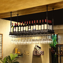 Cremagliere del vino del soffitto Appeso a parete del supporto di bottiglia di vino Cremagliera dei calici del calice del rack di vetro di vino (Color : Black, Size : L60 x W35cm)