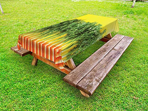 ABAKUHAUS Colore Naturale Tovaglia da Esterno, Carote in Un Art Row, Tovaglia da Picnic Lavabile Decorativa, 145 cm x 265 cm, Arancione Scuro