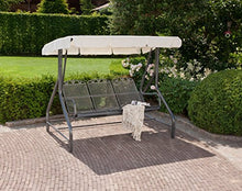 greemotion 416329 Dondolo da Giardino Toulouse a 3 Posti con Tettuccio, Altalena per Esterno in Acciaio, Grigio, 196x120x168 cm