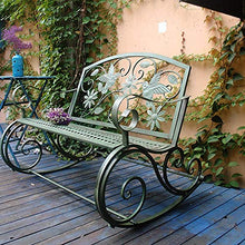 LXLH Panca da Giardino Sgabello da 45 Pollici Panca Doppia per Esterni panchina per terrazza, Doppia Sedia retrò in Metallo per mobili da Giardino Sedia a Dondolo, Sedia da Portico Resistente all