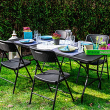 AMANKA Set di Mobili Giardino - Tavolo da 180 cm con 4 Sedie Gruppo di Seduta Pieghevole Rattan Look