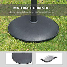 Outsunny Base per Ombrellone da Giardino in Cemento per Ombrelloni con Palo di Φ35mm, Φ38mm, Φ48mm, Nero Φ50x37cm
