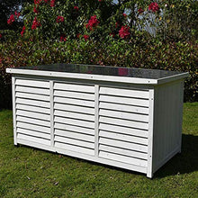 WLOWS Scatola da Giardino in Plastica per Esterni Mobili da Giardino Blu/Bianco 132 X 66 X 60 Cm (L X P X A),White