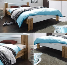 AVANTI TRENDSTORE - Pinto - Fusto Letto Francese in Legno Laminato, Materasso e doghe Non comprese, Disponibile in Diverse colorazioni. Dimensioni Lap 145x68x204 cm (Quercia Selvaggio/Bianco)