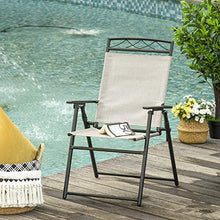 Outsunny Set di 2 Sedie Pieghevoli da Giardino con Braccioli in Metallo e Textilene, 57.5x67x92.5cm, Beige e Nero