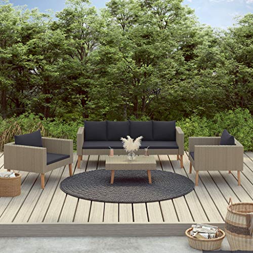 SKM Set Divani da Giardino 4 pz con Cuscini in Polyrattan Beige (52kg) Beige-9328