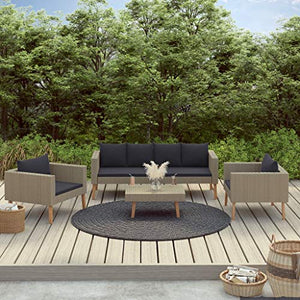 SKM Set Divani da Giardino 4 pz con Cuscini in Polyrattan Beige (52kg) Beige-9328