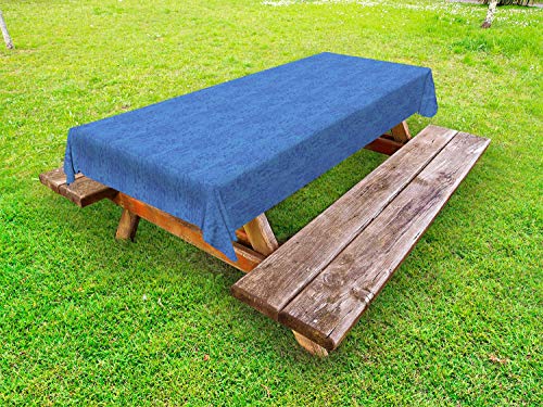 ABAKUHAUS Marmo Stampa Tovaglia da Esterno, Esposto alle intemperie Blue Design, Tovaglia da Picnic Lavabile Decorativa, 145 cm x 210 cm, Azzurro Blu