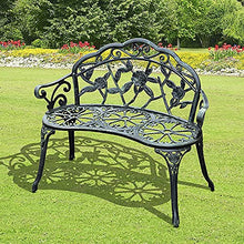 Mobili da giardino in metallo 2 persone Nero 2 moduli, panca da giardino Panchina, il divano è realizzato in metallo di alta qualità, facile da montare,B