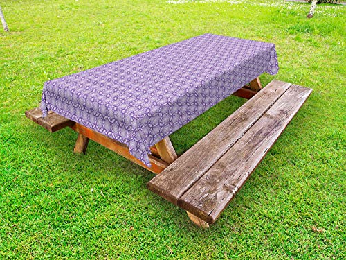 ABAKUHAUS Geometria Astratta Tovaglia da Esterno, Stelle Motif Art, Tovaglia da Picnic Lavabile Decorativa, 145 cm x 305 cm, Blue Violet Pastello Lilla