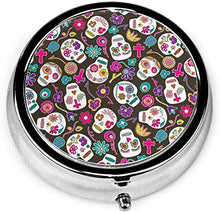 Skulls - Portapillole con 3 scomparti, porta pillole portatile per borsa tascabile, regalo da viaggio