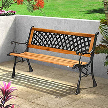 UWY Panchina da Giardino per terrazza, panchina da Giardino per Balcone con Schienale e braccioli, Struttura in ghisa e sedili in Legno massello anticorrosivo, Combinazione di Tavolo e Sedia per
