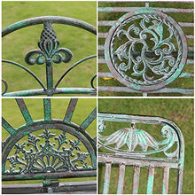 Panchina del Terrazza Parco Panche per Tempo Libero All'aperto, Panca da Giardino in Ghisa Resistente alle Intemperie e Antiruggine, Panche Decorative Retrò Singole e Doppie con Schienali e Bracciol