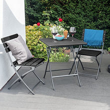 Park Alley Tavolino Pieghevole da Giardino - Robusta Struttura in Acciaio e Piano in Plastica HDPE Effetto Legno, Forma Quadrata 61,5 x 61,5 x 73 cm - Nero