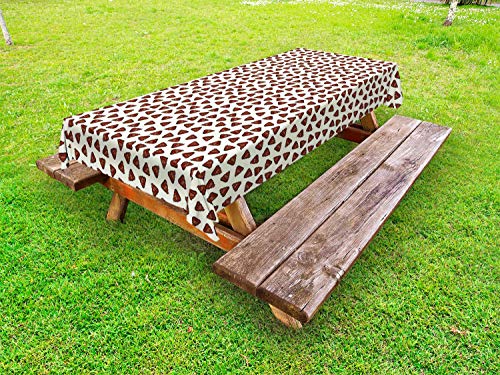 ABAKUHAUS Poop Emoticon Tovaglia da Esterno, Umorismo Fumetto, Tovaglia da Picnic Lavabile Decorativa, 145 cm x 305 cm, Avorio e Dark Rust
