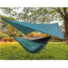 Ruixf Amaca da Campeggio con Zanzariera e Telone - Amaca in Paracadute Nylon, Carico di 300 kg, Antivento Antipioggia e Resistente ai Raggi UV, Verde