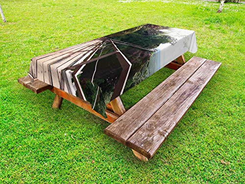 ABAKUHAUS Tailandia Tovaglia da Esterno, Montagna Scaletta e Piers, Tovaglia da Picnic Lavabile Decorativa, 145 cm x 305 cm, Multicolore