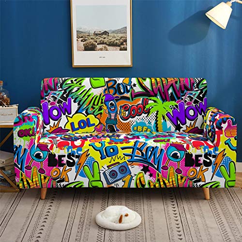 Copridivano Elasticizzato all-Inclusive Graffiti 3D Copridivano Antiscivolo Antirughe Copridivano per Poltrona da Sogno Romantico Copridivano per Camera da Letto per Bambini Decorazione del Divano