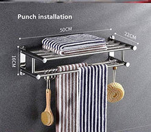 BALLYE Portasciugamani, portasciugamani a Parete, mensola da Bagno in Acciaio Inossidabile SUS 304, portasciugamani con Ganci, mensola da Bar, Stile Hotel-Punch_installation-50CM