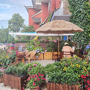 YFYYF Ombrelloni in Paglia per Esterni Parasole, Ombrellone Pieghevole da Giardino, per Terrazza Campeggio Spiaggia, Colore Naturale, Tondo Φ160 Cm / 5,3ft - Stile Hawaiano