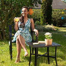 Relaxdays Tavolino Quadrato, per Giardino e Balcone, Rivestimento Antiruggine, Acciaio, LxP: 46x46 cm, Nero, 46x46x46 cm