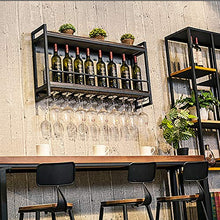 JHGJBJ Metallo Parete Vino Rack, Stile Industriale Ferro saldato Doppio Strato a Parete Titolare Calice, banco di Mostra di Vino con trogolo Vetro di Vino (Size : 100cm)