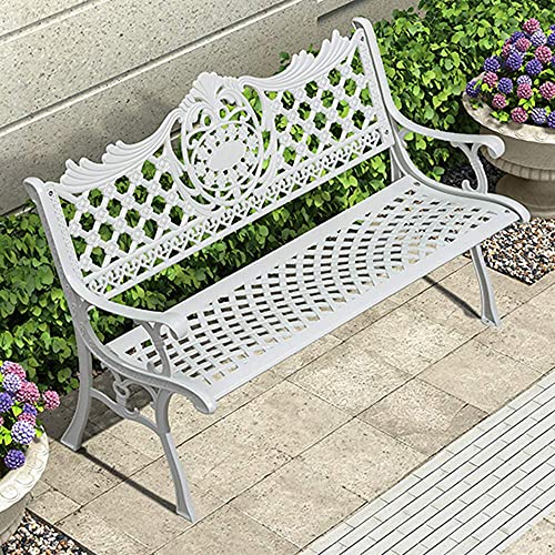 Panchina per terrazza del parco Panchina per il tempo libero all'aperto, Panchina da giardino retrò in alluminio pressofuso resistente alle intemperie, Panchine da giardino decorative nel cortile e