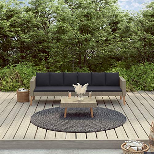 FAMIROSA Set Divani da Giardino 2 pz con Cuscini in Polyrattan Beige
