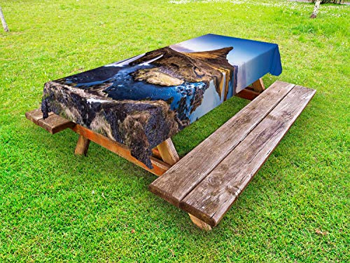 ABAKUHAUS Paesaggio Tovaglia da Esterno, Kirkufjell Mountain Art, Tovaglia da Picnic Lavabile Decorativa, 145 cm x 210 cm, Multicolore