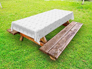 ABAKUHAUS Astratto Tovaglia da Esterno, Base Intreccio Motivi, Tovaglia da Picnic Lavabile Decorativa, 145 cm x 265 cm, Pallida Taupe e Nero