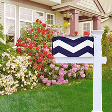 Moderno motivo a zigzag in blu cobalto e bianco appositamente progettato per cassetta delle poste, copertura per cassetta delle poste, per giardino, giardino, cortile, dimensioni standard, 53 x 45 cm