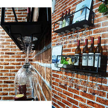 MSF Porta Bottiglie Parete Scaffale Vino attaccatura Supporto Portabicchieri Industrial Rustico Porta Bottiglie Mensola for Bar/Cucina/armadi, Nero
