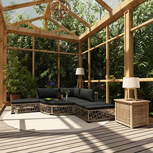 vidaXL Set Divani da Giardino 6 pz con Cuscini Foderati Lavabili Modulare Leggero Elegante Arredi da Esterno in Polyrattan Grigio Telaio in Acciaio
