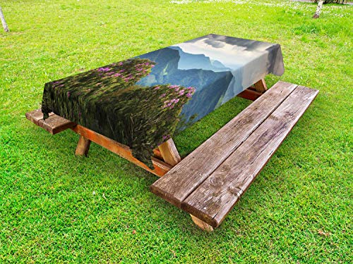 ABAKUHAUS Appalachian Tovaglia da Esterno, Mountain Peaks Azalea, Tovaglia da Picnic Lavabile Decorativa, 145 cm x 305 cm, Multicolore