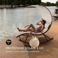 blumfeldt Mauritius - Lettino Oscillante con Tettuccio, Lettino da Giardino, 180 kg Max, Resistente agli Agenti Atmosferici, Funzione a Dondolo, Protezione Raggi UV, Pino Finlandese, Crema