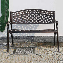 Panchina da giardino da 39 pollici con terrazza, panca da giardino doppia in metallo per esterni con braccioli e schienale, poltrona da cortile con struttura in alluminio pressofuso, usata per mobili
