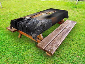ABAKUHAUS Scoiattolo Tovaglia da Esterno, Barbary Terra pasto Photo, Tovaglia da Picnic Lavabile Decorativa, 145 cm x 305 cm, Scaldare Taupe e Grigio Scuro