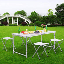 Rund Tabella De Camping En Alluminio avec 4 Tabouret Plants(Color:Bianca)