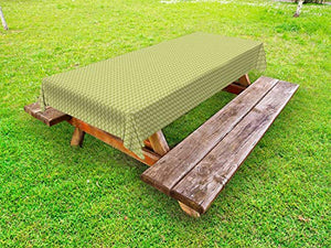 ABAKUHAUS Astratto Tovaglia da Esterno, Verticale Continua turbinii, Tovaglia da Picnic Lavabile Decorativa, 145 cm x 305 cm, Khaki e Pale Yellow