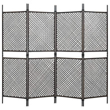 E E-NICES Paravento a 4 Pannelli in Polyrattan Marrone 240x200 cm