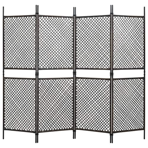 E E-NICES Paravento a 4 Pannelli in Polyrattan Marrone 240x200 cm