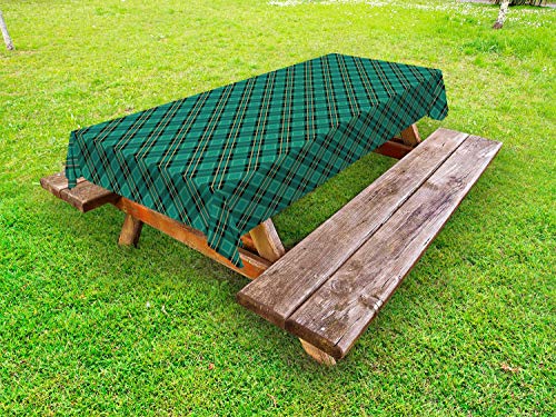 ABAKUHAUS celtica Verde Tovaglia da Esterno, Righe diagonali Art, Tovaglia da Picnic Lavabile Decorativa, 145 cm x 265 cm, Pastello Verde Acqua Giallo