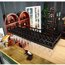 LWW Wine Rack, Wine Rack Altezza regolabile, a soffitto attaccatura del supporto di bottiglia del vino supporto del metallo ferro vetro vino Holder alta Coppa Rack Wine Glass,Nero,100 * 35CM